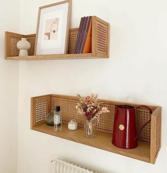 Wicker Wall Shelves Set The Brown Curves