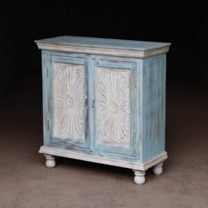 Hutch Cabinet in Distressed Aqua Blue