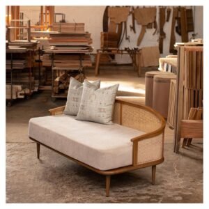Handcrafted Solid Wood & Canne Daybed